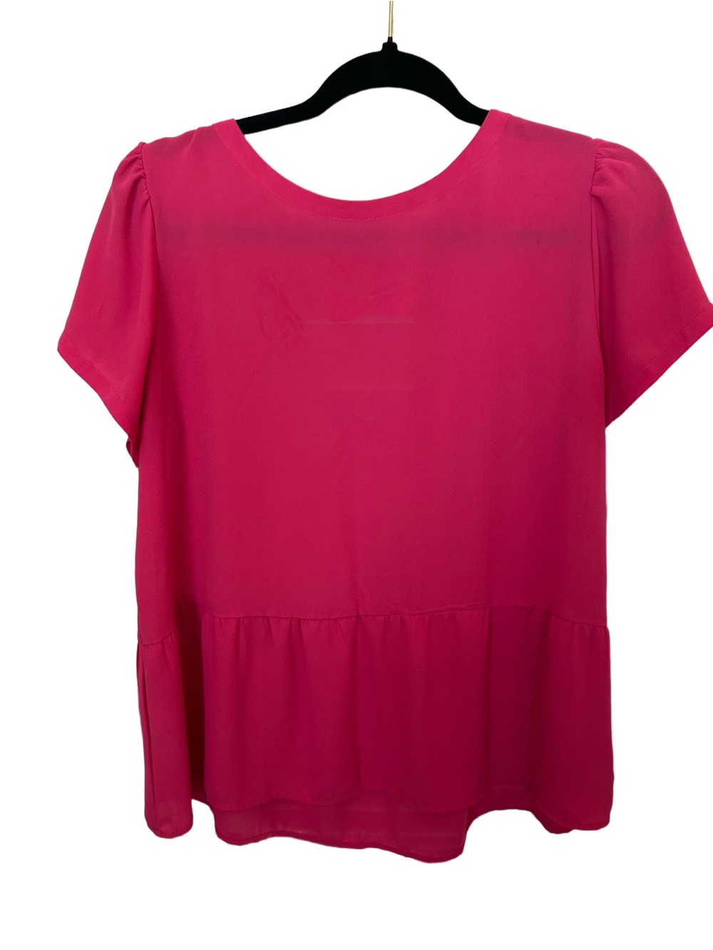 LOFT Short Sleeve Peplum Blouse - Fuchsia. Sz. M.      276